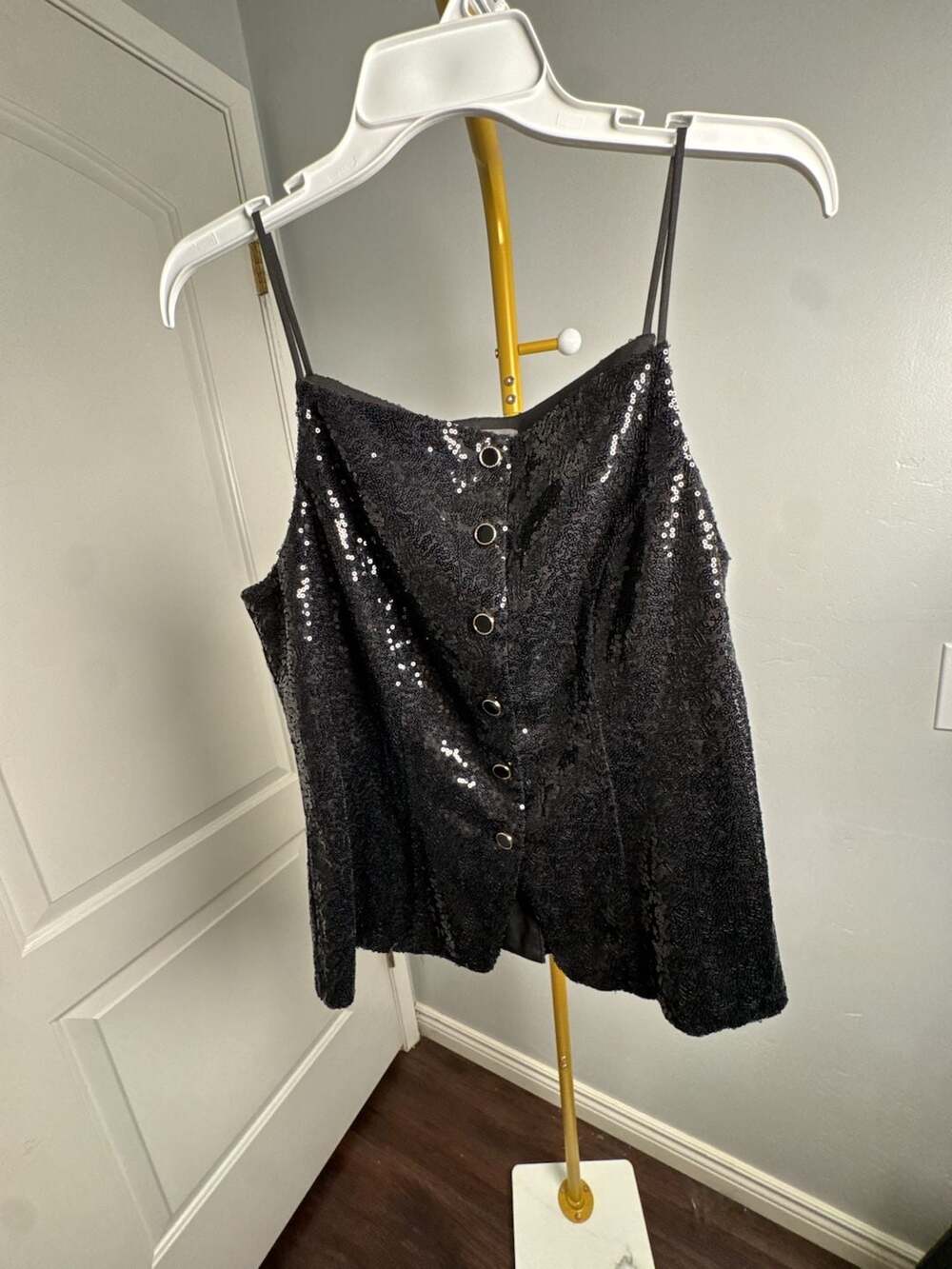 Sunday in Brooklyn Square-Neck Sequin Tank Top